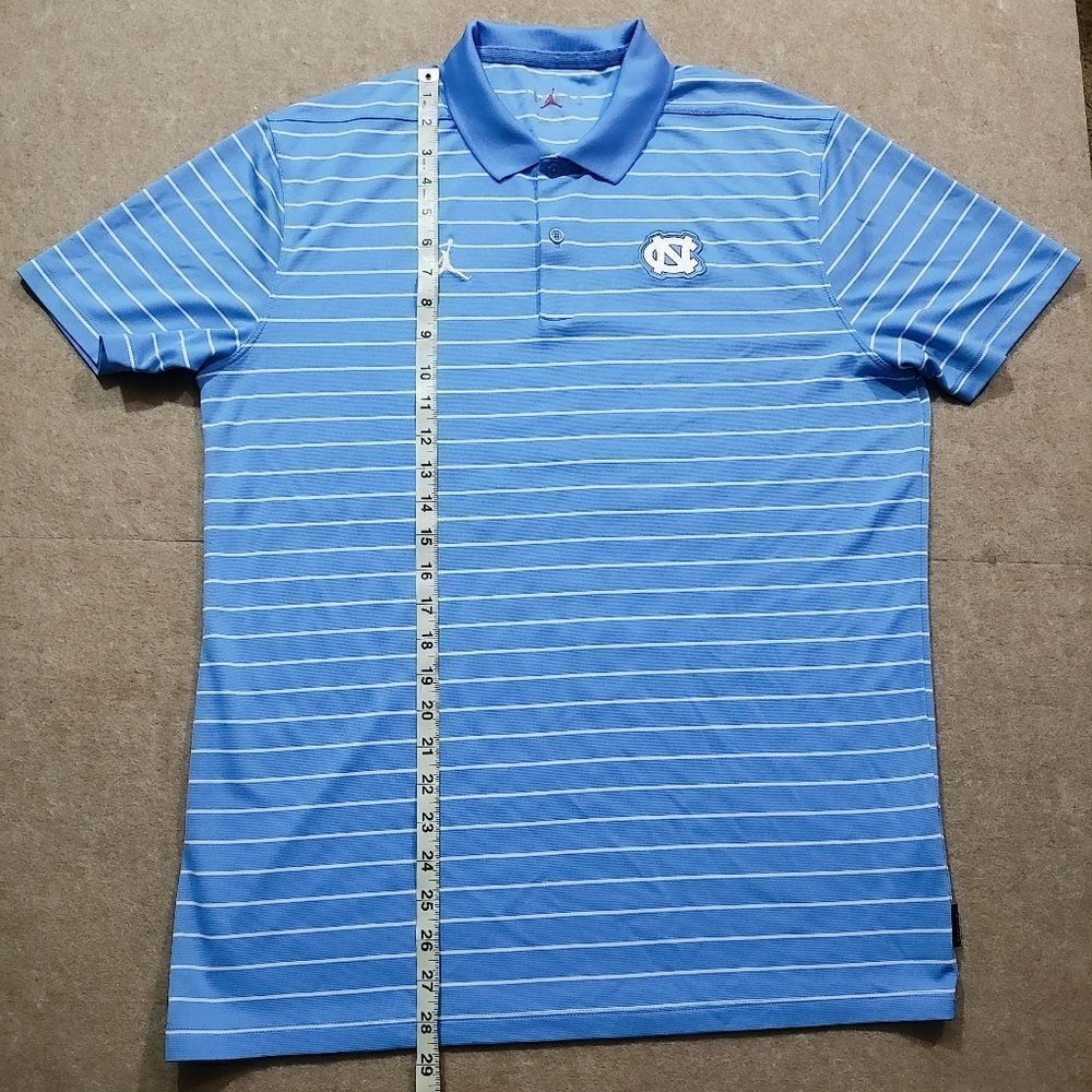 Jordan Blue North Carolina Striped On Field Polo Dri-Fit Shirt -B - Picture 3 of 6